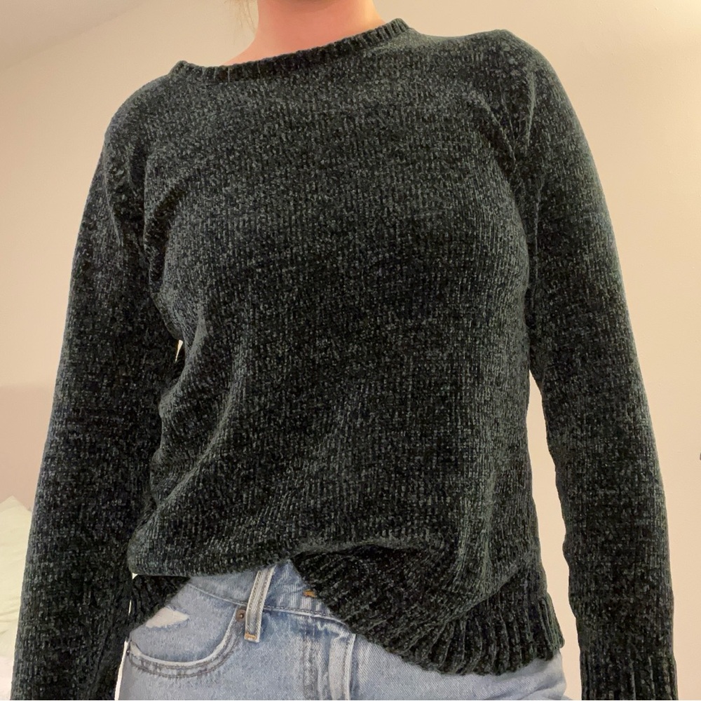 Karen Scott Dark Green Crew Neck Sweater